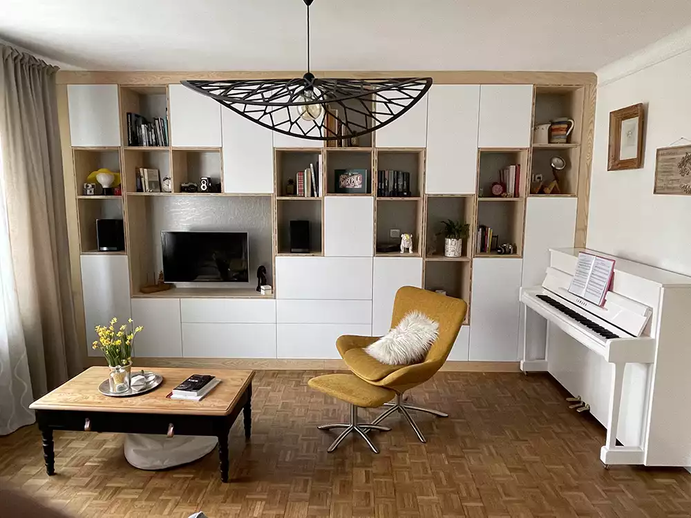 bibliothèques sur mesure realisations particuliers Art Bois Concept min
