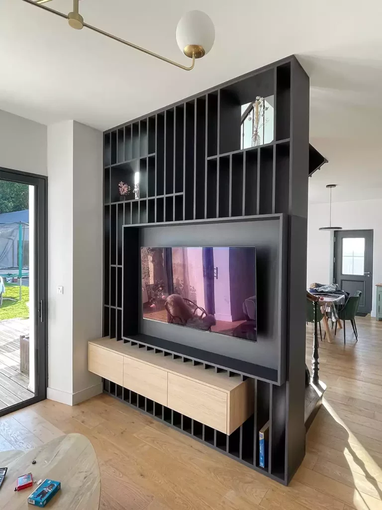 meubles TV sur mesure realisations particuliers Art Bois Concept min